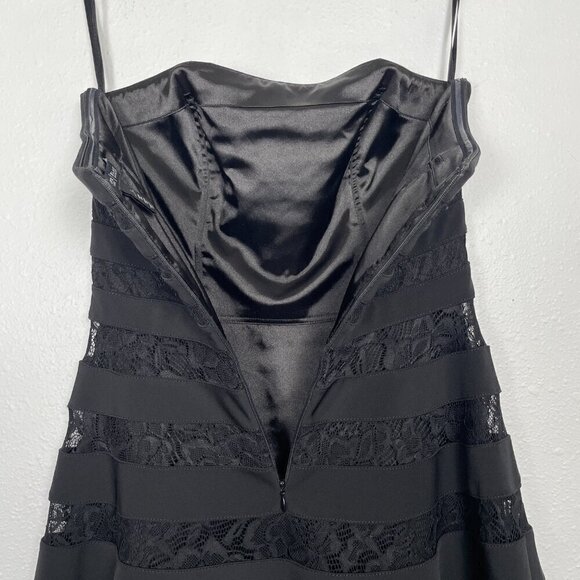 White House Black Market Strapless Lace Striped Bandage Fit and Flare Dress Sz.4 - Picture 9 of 11